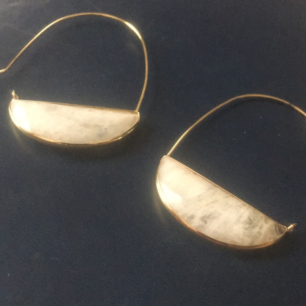 Semiprecious crescent hoop earrings Anthropologie